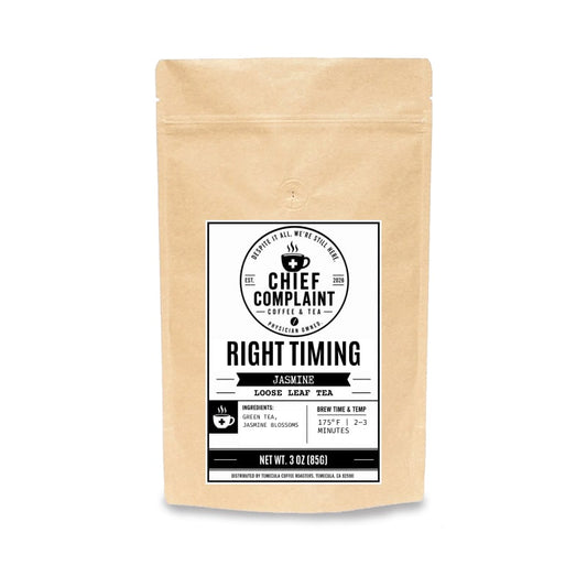RIGHT TIMING, jasmine green tea, 3 oz loose leaf tea pouch, physician owned
