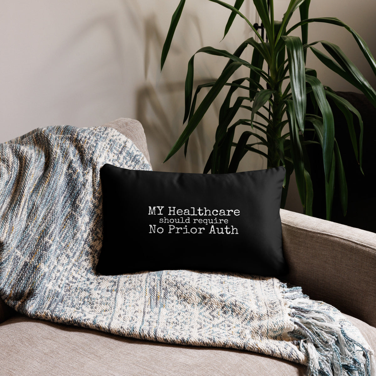 The Call Room Pillow, printed throw pillow, front view, physician owned