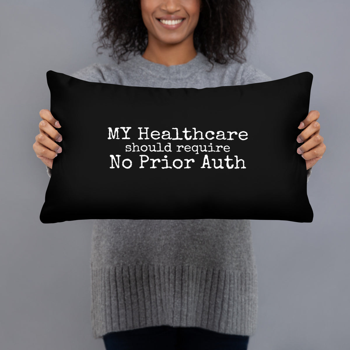 The Call Room Pillow, printed accent pillow for the call room, front view, physician owned