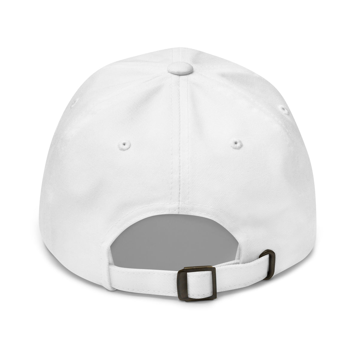 Hat of Autonomy in white, classic dad hat, back view, physician owned