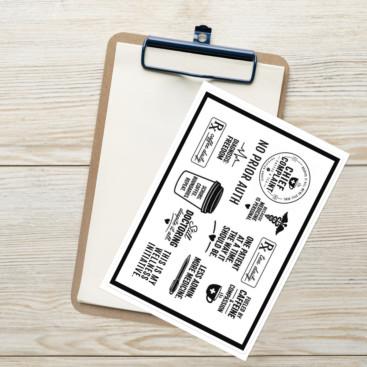 The Problem List Sticker Sheet, sticker sheet for laptops, water bottles and badge reels, physician owned