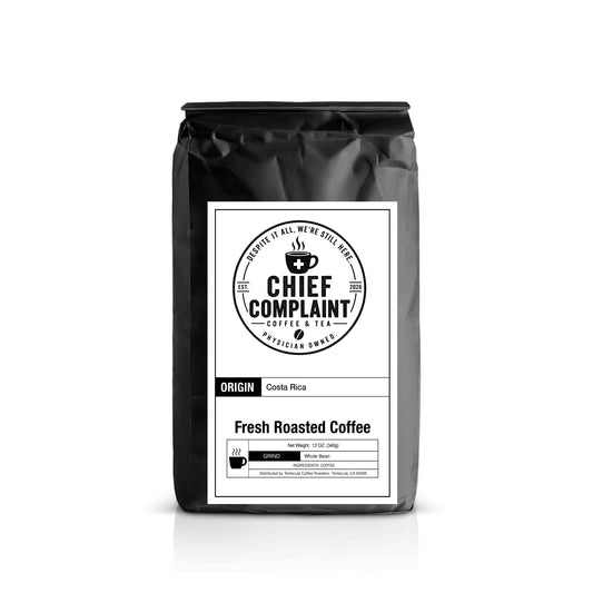 MICRO PRACTICE, single origin Costa Rica coffee, 12 oz coffee bag, physician owned