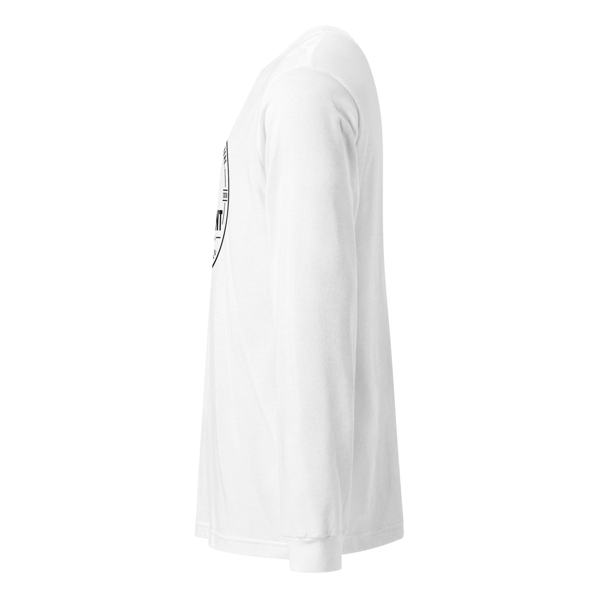 The Base Layer Long Sleeve Tee in white, long sleeve shirt, left side, physician owned
