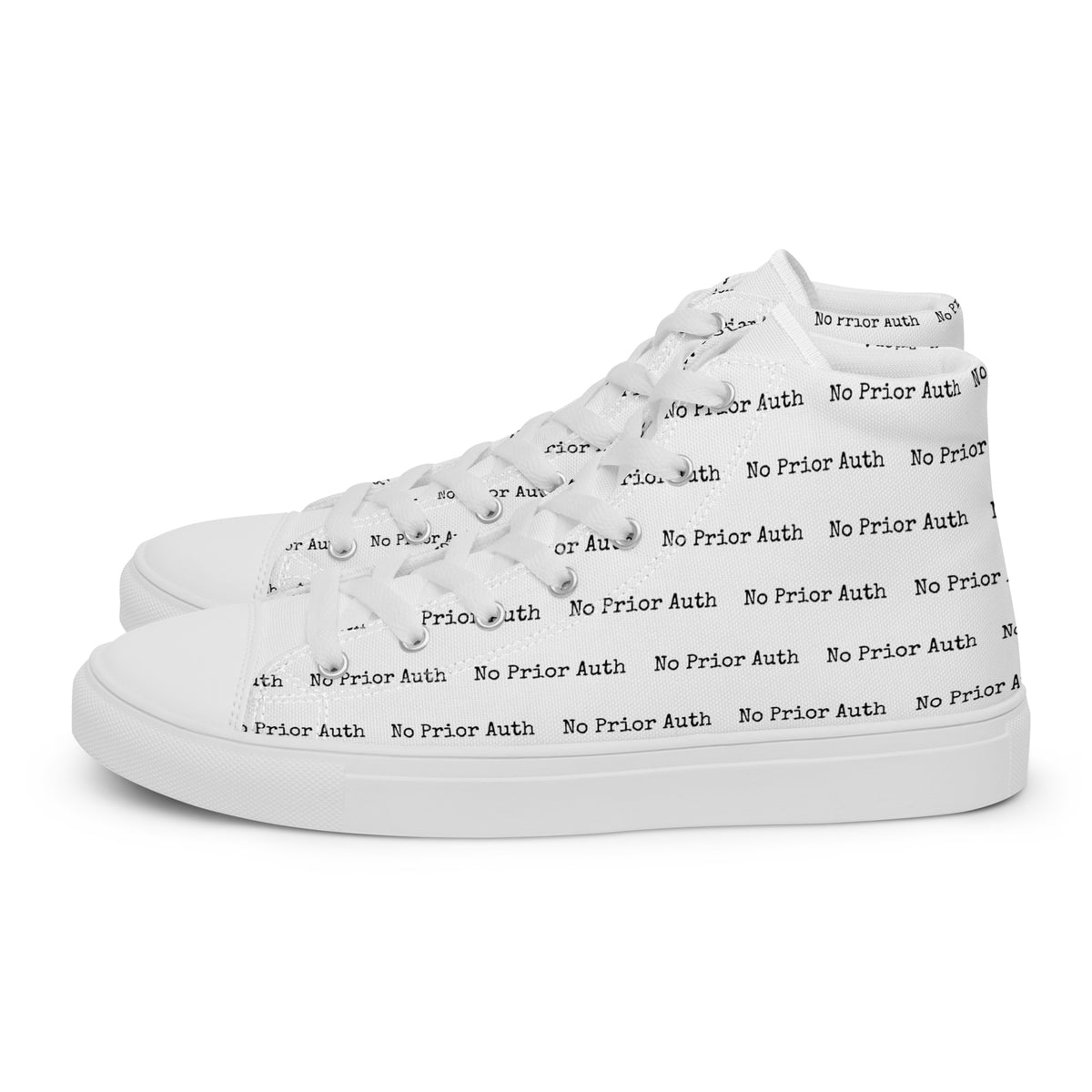 NO PRIOR AUTH High Tops, white canvas high top sneakers, left side view, physician owned