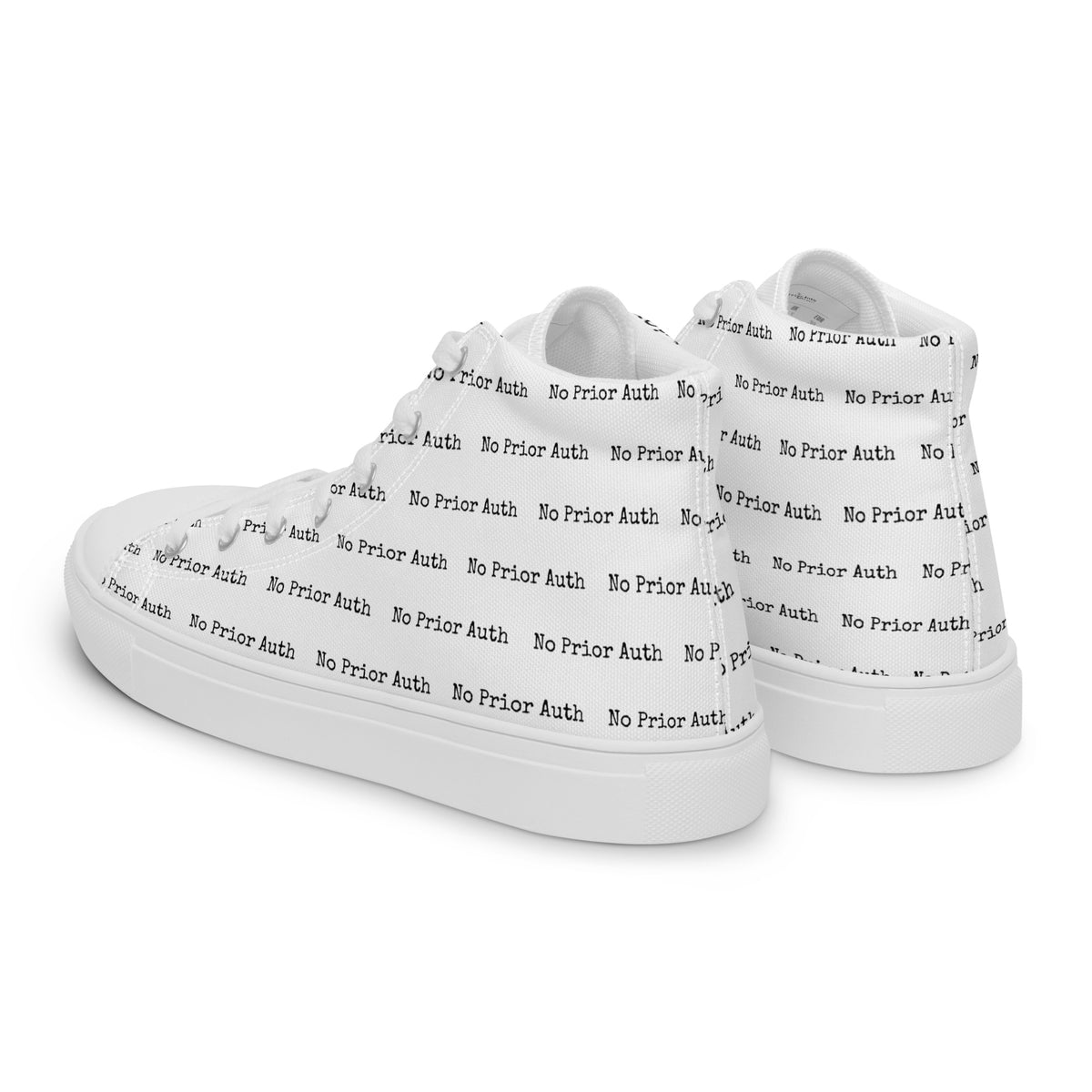 NO PRIOR AUTH High Tops, white canvas high top sneakers, left back angle, physician owned