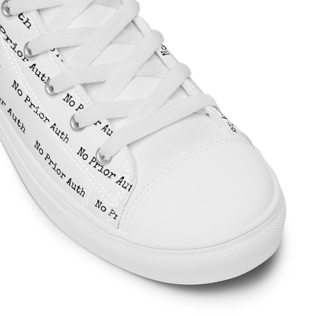 NO PRIOR AUTH High Tops, white canvas sneaker sole and toe cap detail, physician owned