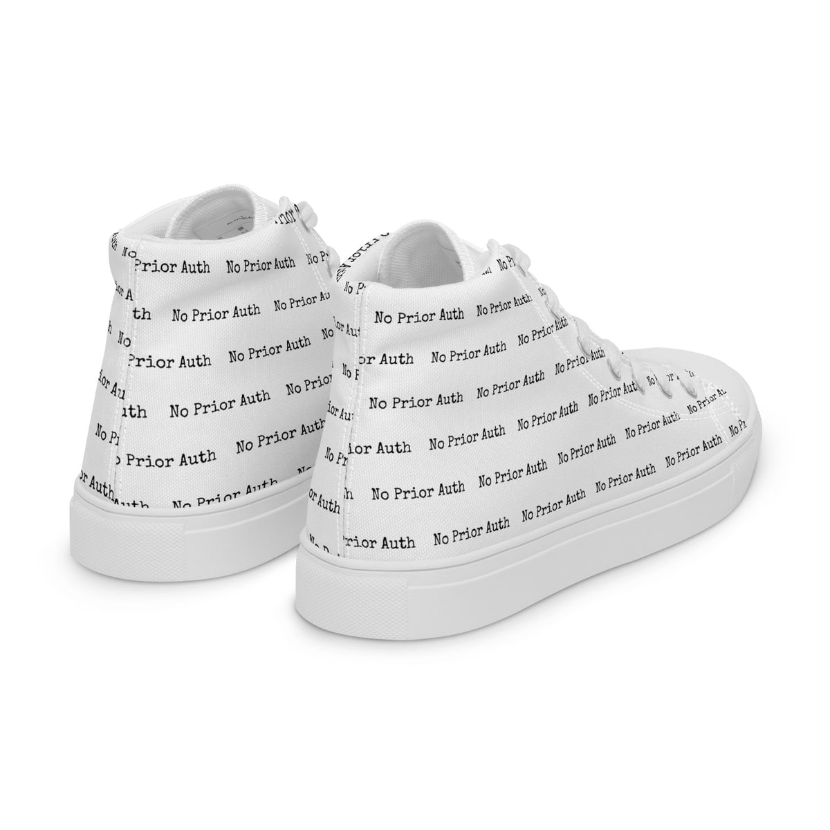 NO PRIOR AUTH High Tops, white canvas high top sneakers, right back angle, physician owned